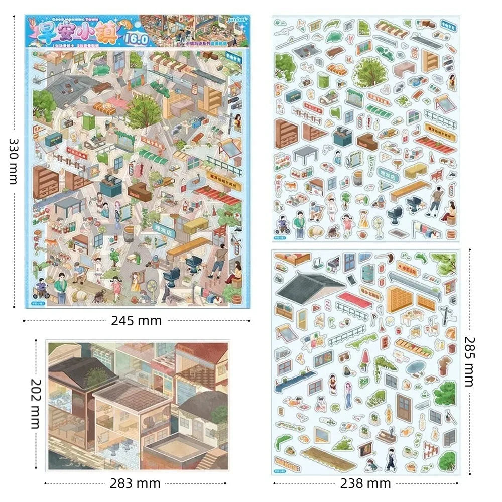 Kawaii 3D Miniature DIY Stickers – Cabin Town Scrapbook Decor