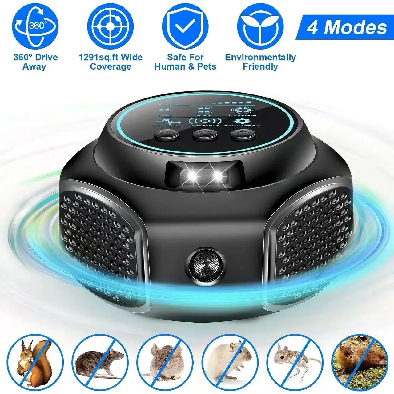 Indoor Ultrasonic Pest Repeller Electronic Mouse Repellent 3-in-1 Mode Upgraded Pest Control Device for Rodents Bugs & Insects Peaceful Pleasures Health and Wellness