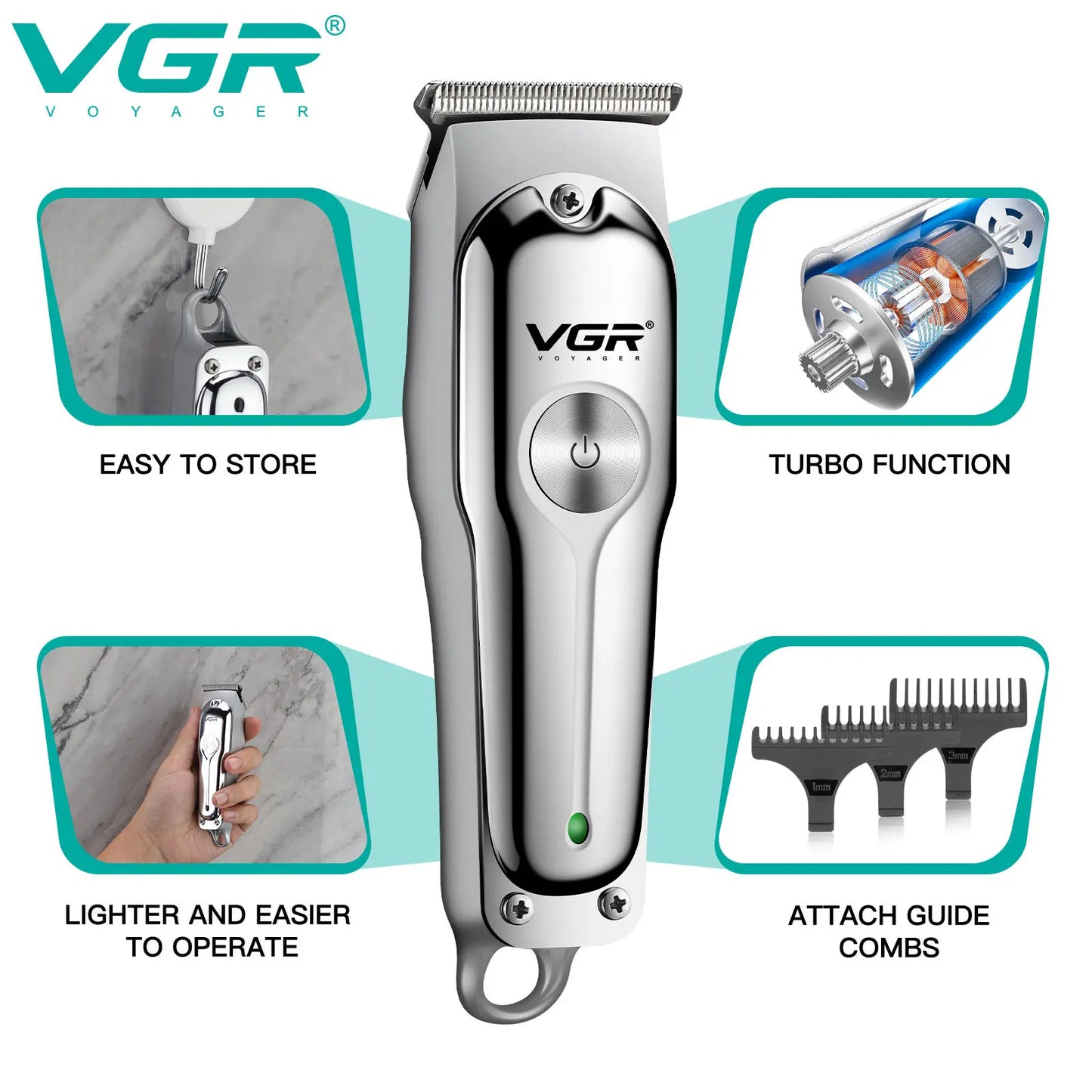 VGR 071 Hair Trimmer Professional Hair Clipper Rechargeable Hair Cutting Machine T-Blade Cordless Portable Trimmer for Men Peaceful Pleasures Health and Wellness