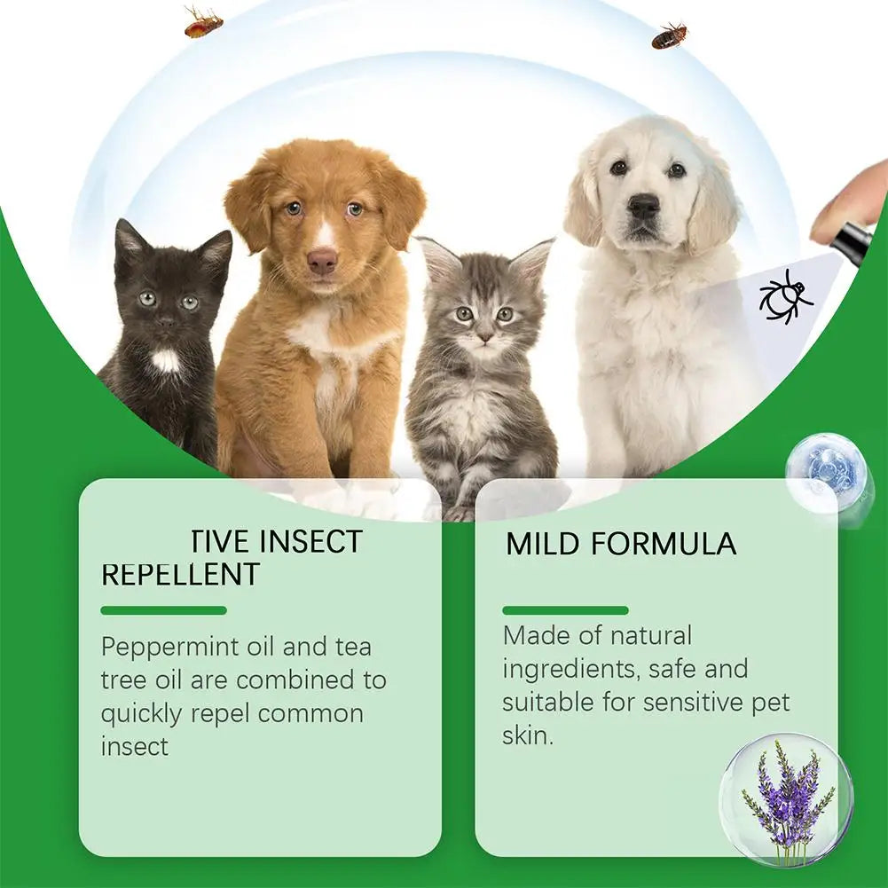 100ml Pet Insect Repellent Dog Cat Hair Skin Insect Repellent Spray Daily Gentle Care Agent Repel Fleas Mites Pet Cleaning Spray Peaceful Pleasures Health and Wellness