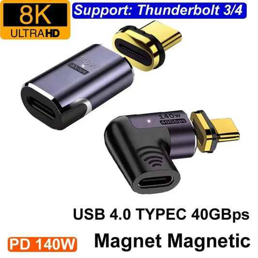 Magnetic USB-C Adapter USB4 Thunderbolt 3 140W 40Gbps 8K@60Hz Peaceful Pleasures Health and Wellness