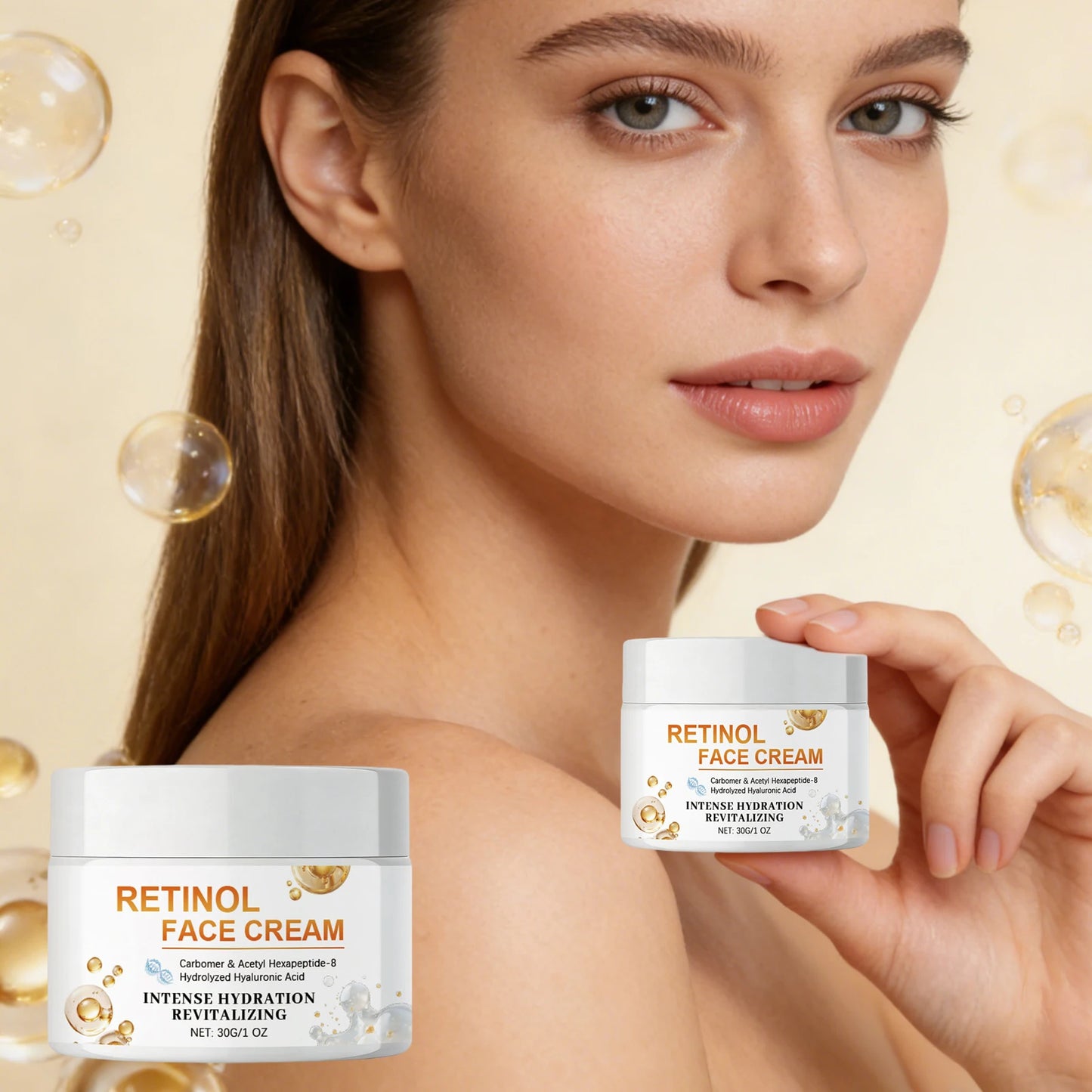 Retinol Face Cream Enhance Skin Firmness Deeply Hydrate Brighten Tone Repair Damaged Skin Barrier Hyaluronic Acid Facial Creams Peaceful Pleasures Health and Wellness