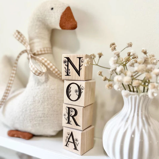 Personalized Engraved Wood Name Blocks | Baby Nursery Gift Nursery Name Blocks Peaceful Pleasures Health and Wellness custom 3 letters 4x4x4cm
