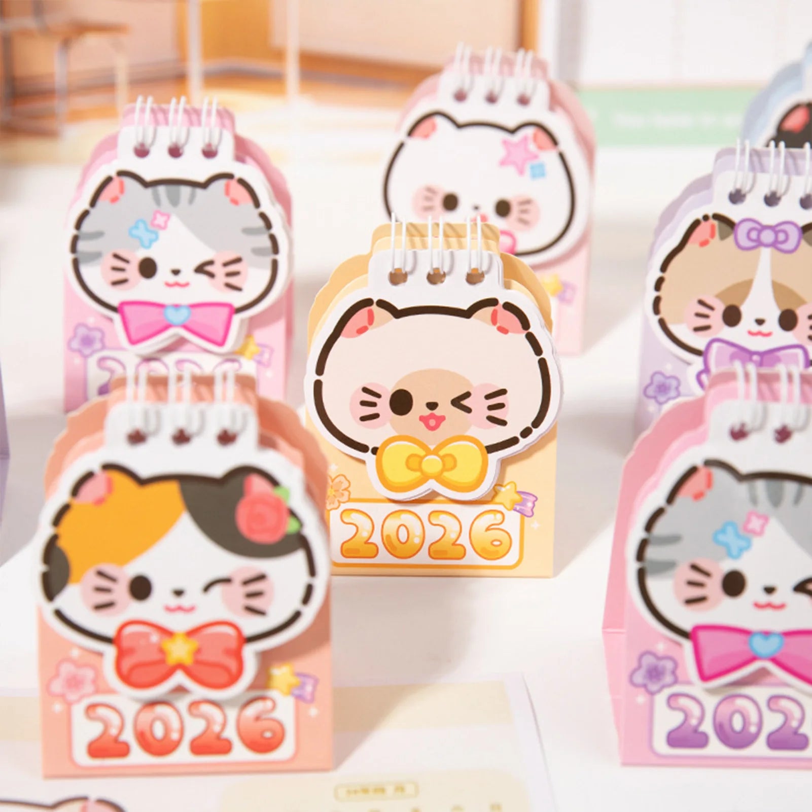 Year 2026 Small Kitty Calendar Desktop Memo Organizer Clear Printing Compact Kitty Planner Daily Planner Desktop Calendar Peaceful Pleasures Health and Wellness