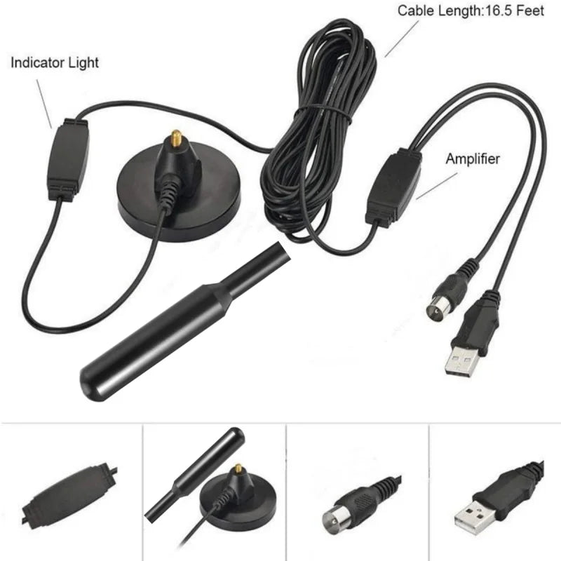 Indoor/Outdoor Digital TV Antenna DTMB DVB-T2 Suction Cup