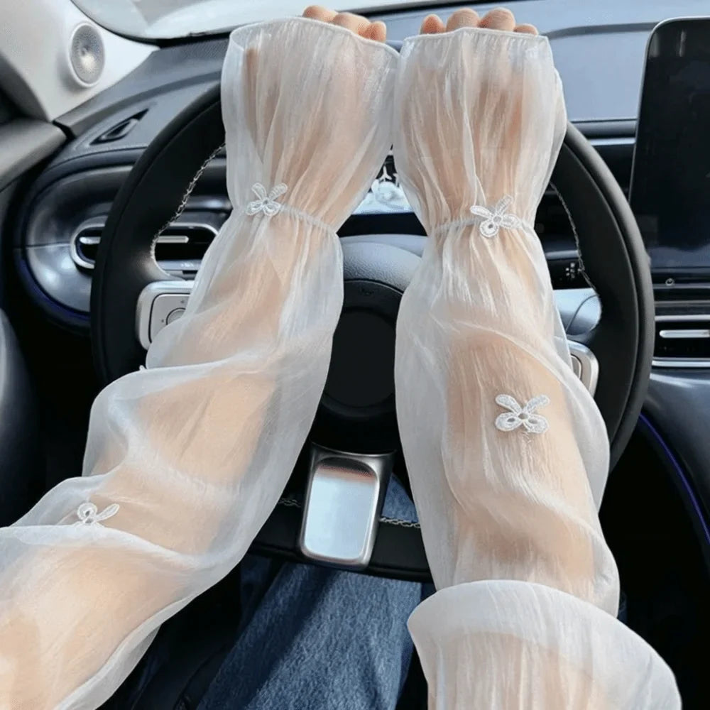UV Ice Silk Arm Sleeves – Cooling Bow Fairy Style Sun Cover
