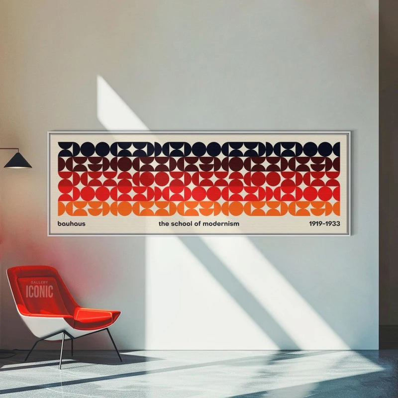 Mid Century Modern Bauhaus Panoramic Canvas Print | Wall Art Panoramic Canvas Print Peaceful Pleasures Health and Wellness