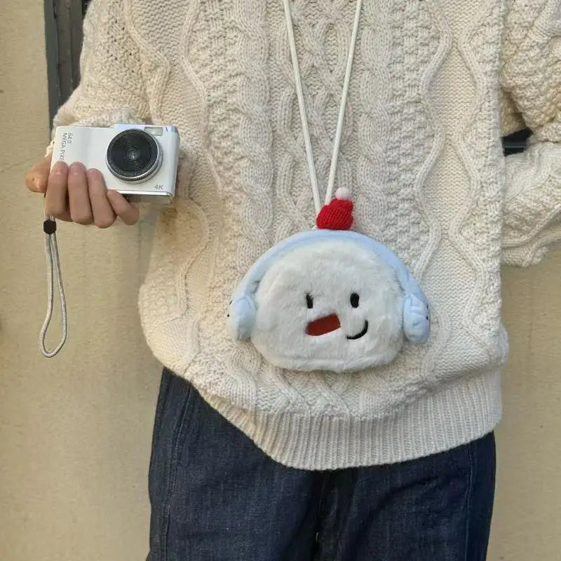 Cute Plush Snowman Coin Purse – Zippered Mini Wallet for Kids