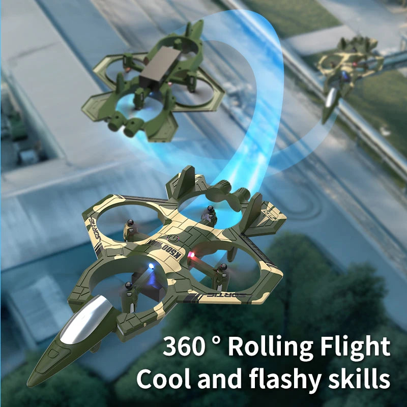 K500 MAX RC Plane Fighter 2.4G Remote Control Stunt Glider 360 ° Rolling Flight Flying EPP Foam Airplane with LED Toys for Kids Peaceful Pleasures Health and Wellness