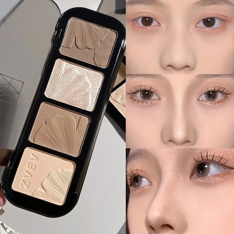 4-in-1 Contour & Highlight Palette | Matte Shimmer Face Sculpting