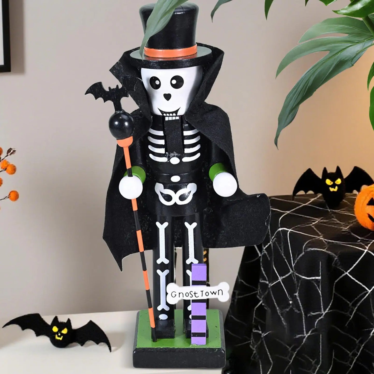 Halloween Nutcracker Figures Wooden Nutcracker Soldier Holiday Decor Goody Bag Fillers Spooky Decor Figurine for Home Display Peaceful Pleasures Health and Wellness