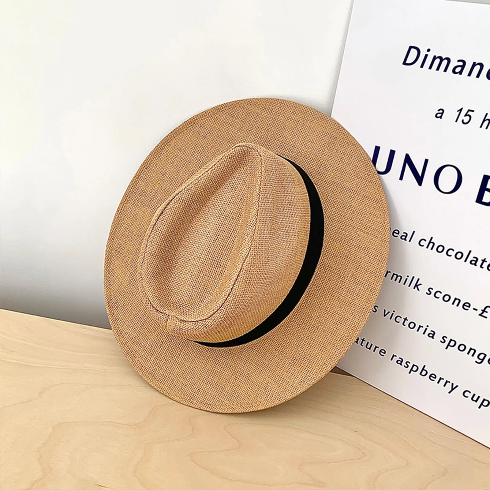Hot Fashion Summer Casual Unisex Beach Trilby Large Brim Jazz Sun Hat Panama Hat Paper Straw Women Men Cap With Black Ribbon Peaceful Pleasures Health and Wellness