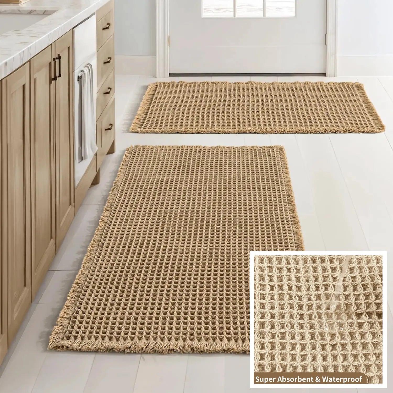Super Absorbent Bath Mat with Non Slip Backing Waffle Textured Bathroom Rug for Shower Tub Quick-Dry Bath Mat Floor Protection Peaceful Pleasures Health and Wellness