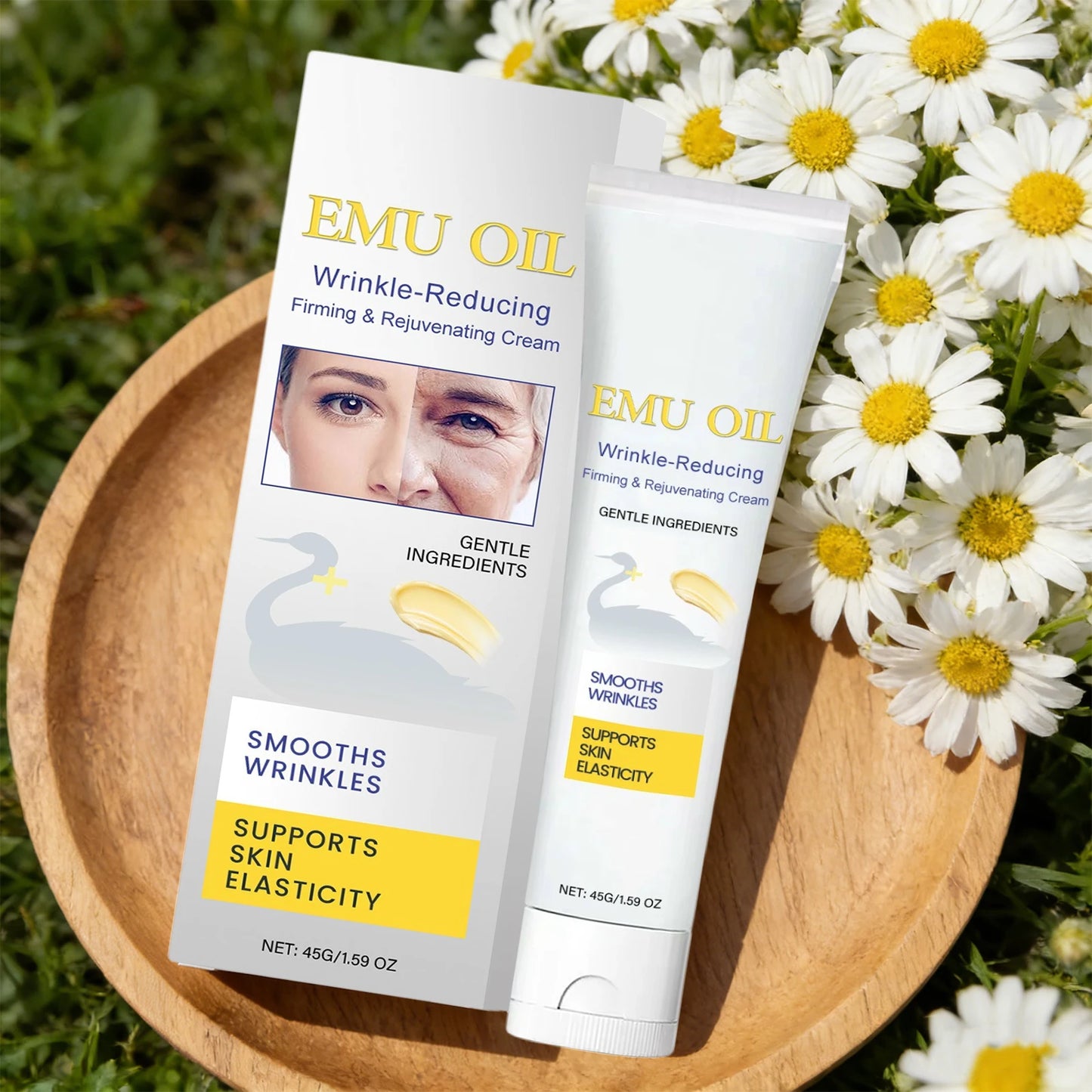 Emu Oil Wrinkle Reducing Cream Firming Lifting Skin Rejuvenating Improve Elasticity Tightening Smoothing Fine Lines Face Care Peaceful Pleasures Health and Wellness