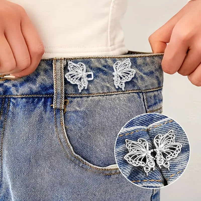 No-Sew Butterfly Waist Adjuster Clip – Metal Jean Button 1/2/4PCS