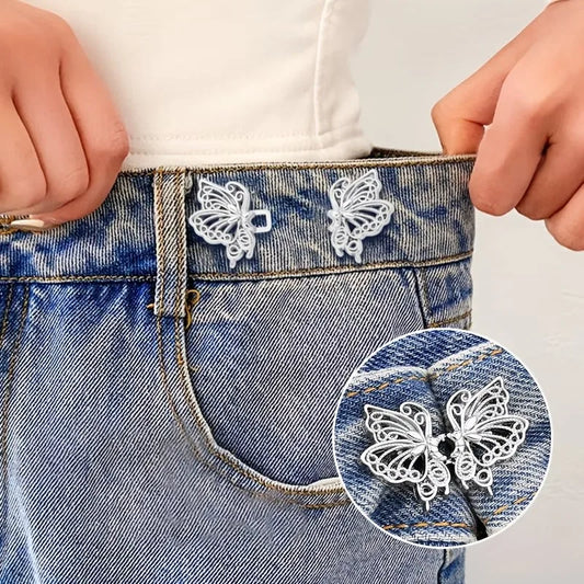 No-Sew Butterfly Waist Adjuster Clip – Metal Jean Button 1/2/4PCS