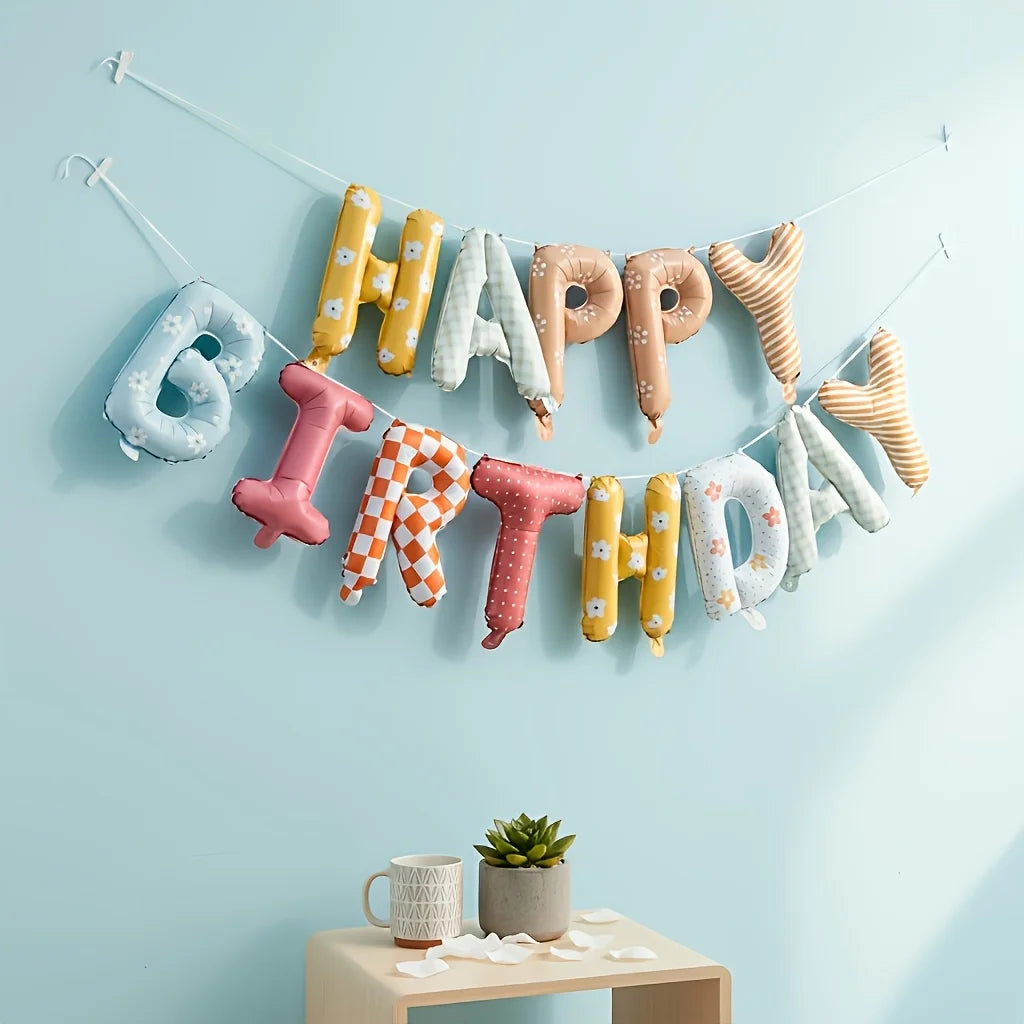 Happy Birthday Balloon Banner -16 Inch Foil Letters Balloons, Reusable Birthday Decorations and Party Supplies, Suitable Peaceful Pleasures Health and Wellness