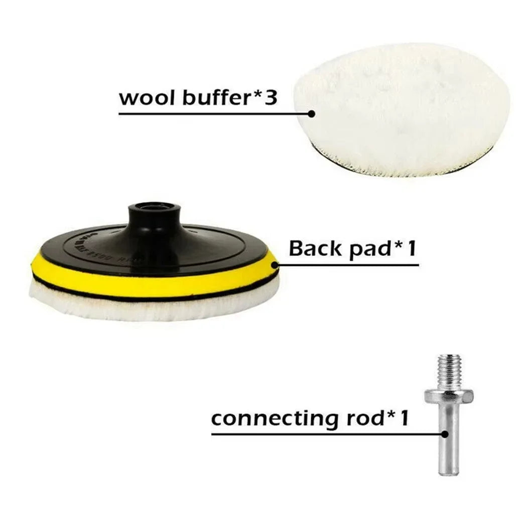 5-Pack 4" Wool Polishing Pads – Hook & Loop Buffing Discs