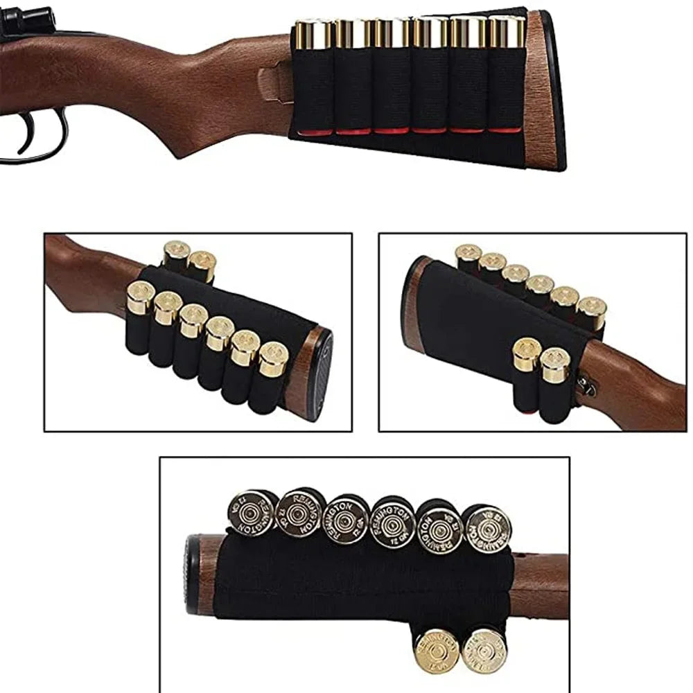Tactical Buttstock 8 Rounds Shotgun Shell Holder Bandolier 12/20 Gauge Ammo Carrier Airsoft Rifle Hunting Accessorie Peaceful Pleasures Health and Wellness