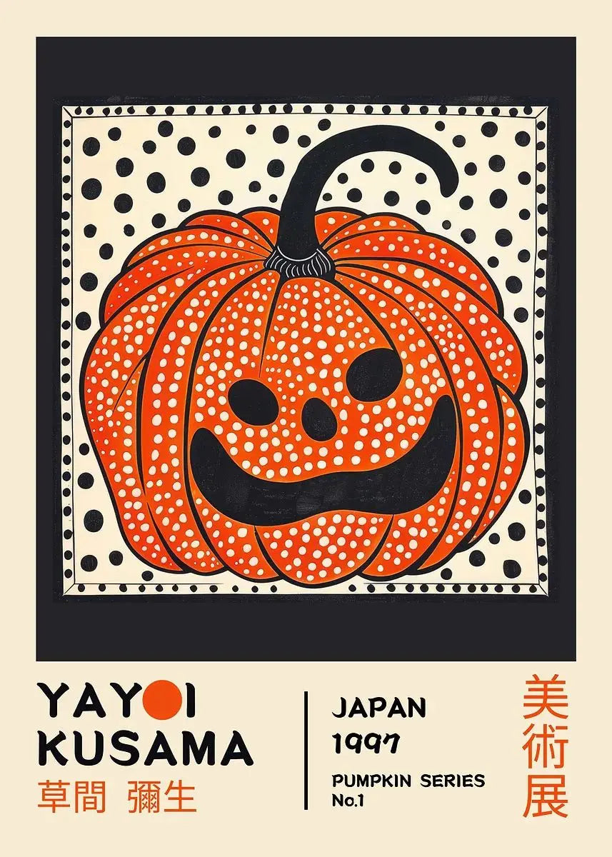 Yayoi Kusama Pumpkin Abstract Canvas Wall Art | Nordic Modern Print Canvas Wall Art Print Peaceful Pleasures Health and Wellness