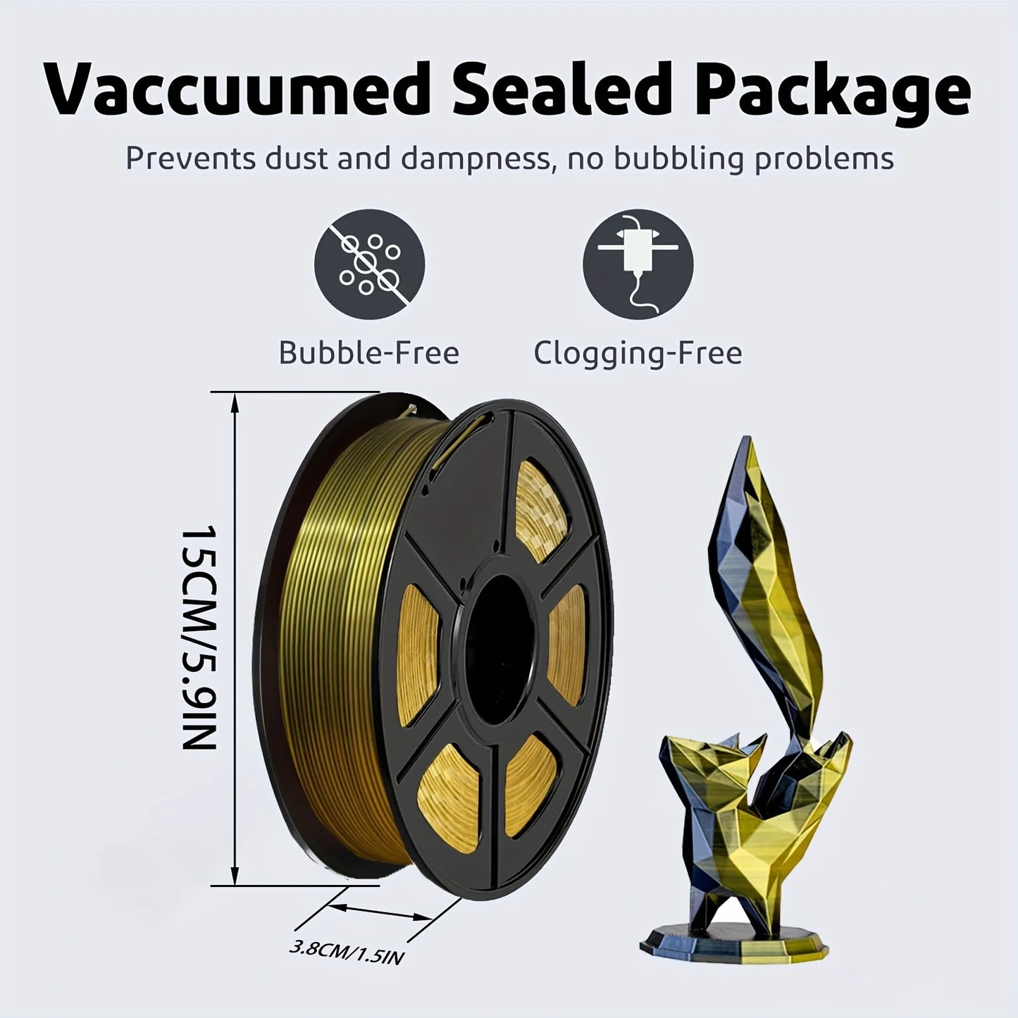 Silk Dual Color PLA Filament 1.75mm Black Gold Bicolor 250g