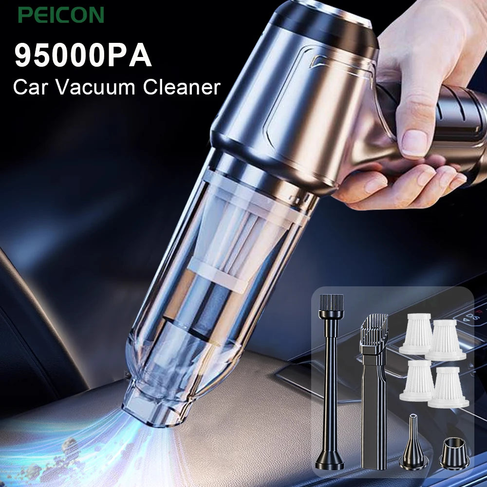 95000PA Car Vacuum Cleaner Strong Suction Vacuum Cleaner 2in1 for Car Home Wireless Portable Handheld Vacuum Cleaner Blower Peaceful Pleasures Health and Wellness