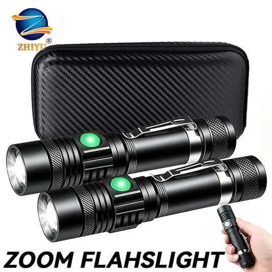 T6 LED Zoomable Rechargeable Flashlight | Headlamp & Pen Clip LED Flashlight Oasis Select