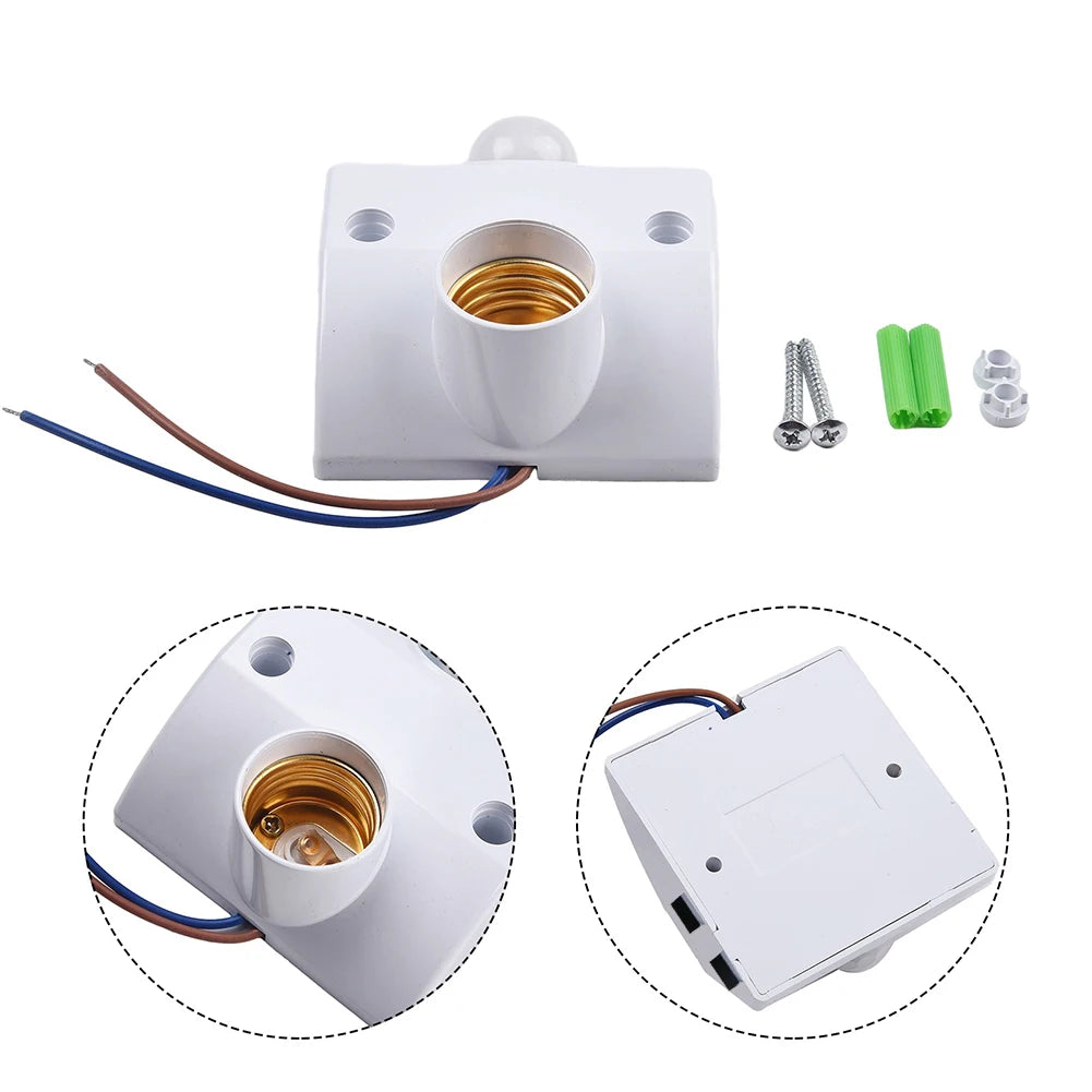1X Human Body Induction Plastic Lamp Holder E27 Bulbs AC110-240V LED