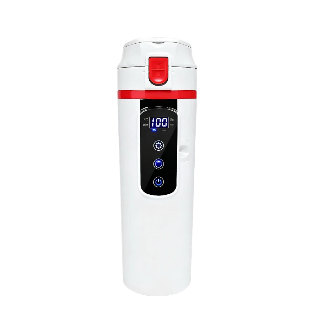 500ml Portable Smart Constant Temperature Car Water Cup 12V/24V Universal 304 Stainless Steel Vehicle Electric Heating Kettle Peaceful Pleasures Health and Wellness White