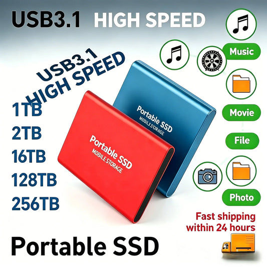 Portable External SSD 8TB 16TB USB 3.2 Type-C | PC Mac Android Portable External SSD Peaceful Pleasures Health and Wellness