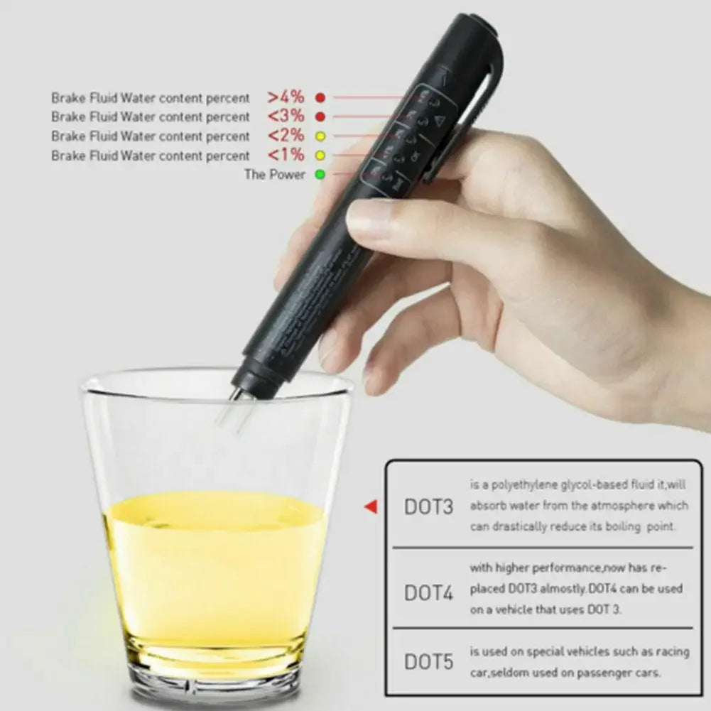 Universal Brake Fluid Tester Accurate Oil Quality Diagnostic Tools LED Indicator Liquid Testing Pen Automotive Brake Oil tester Peaceful Pleasures Health and Wellness