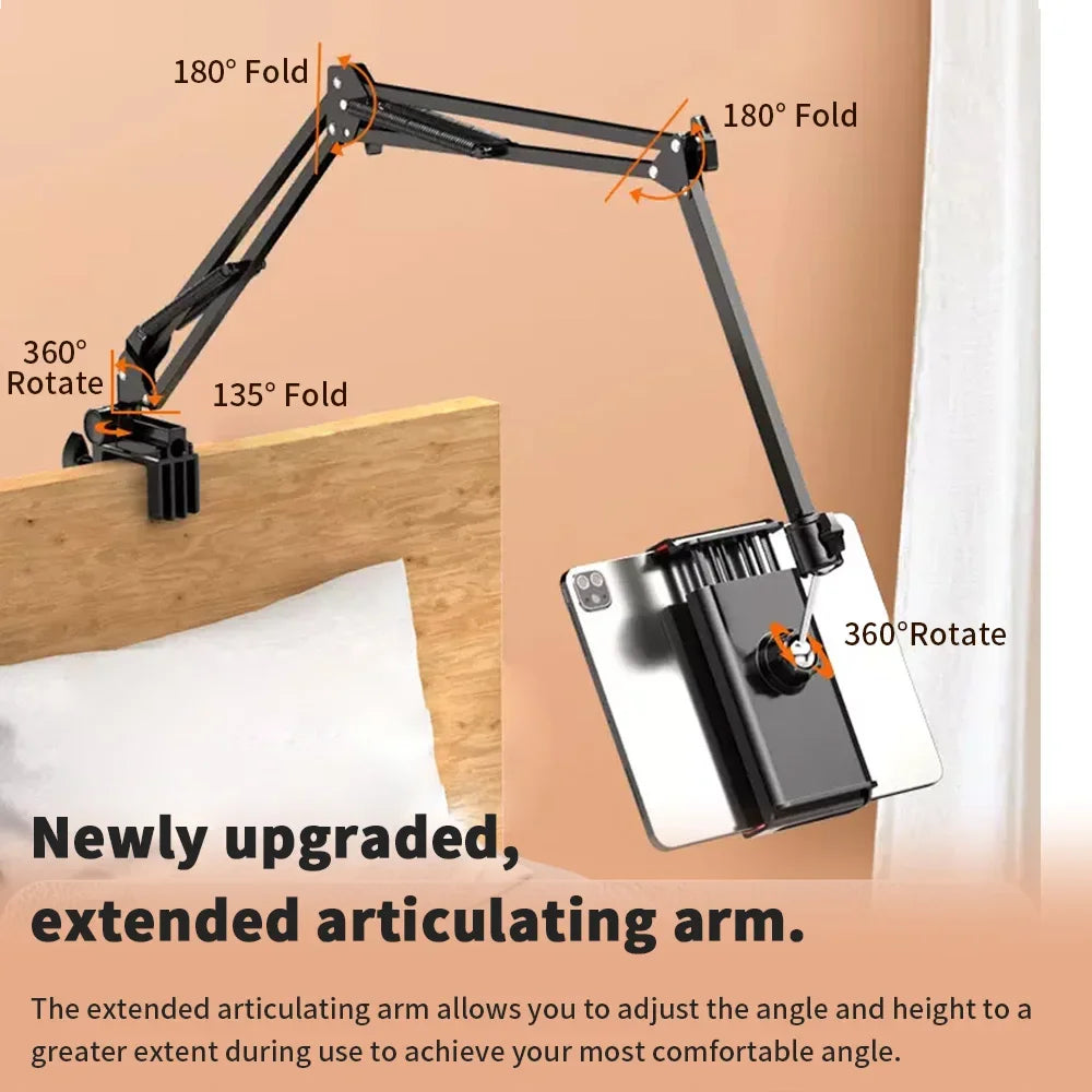 Tablet Holder for Bed with 90cm Metal Arm 360° Rotating Bed Tablet Mount Stand For iPad Stand 4.5~11 Inch Phone Tablet Bracket Peaceful Pleasures Health and Wellness