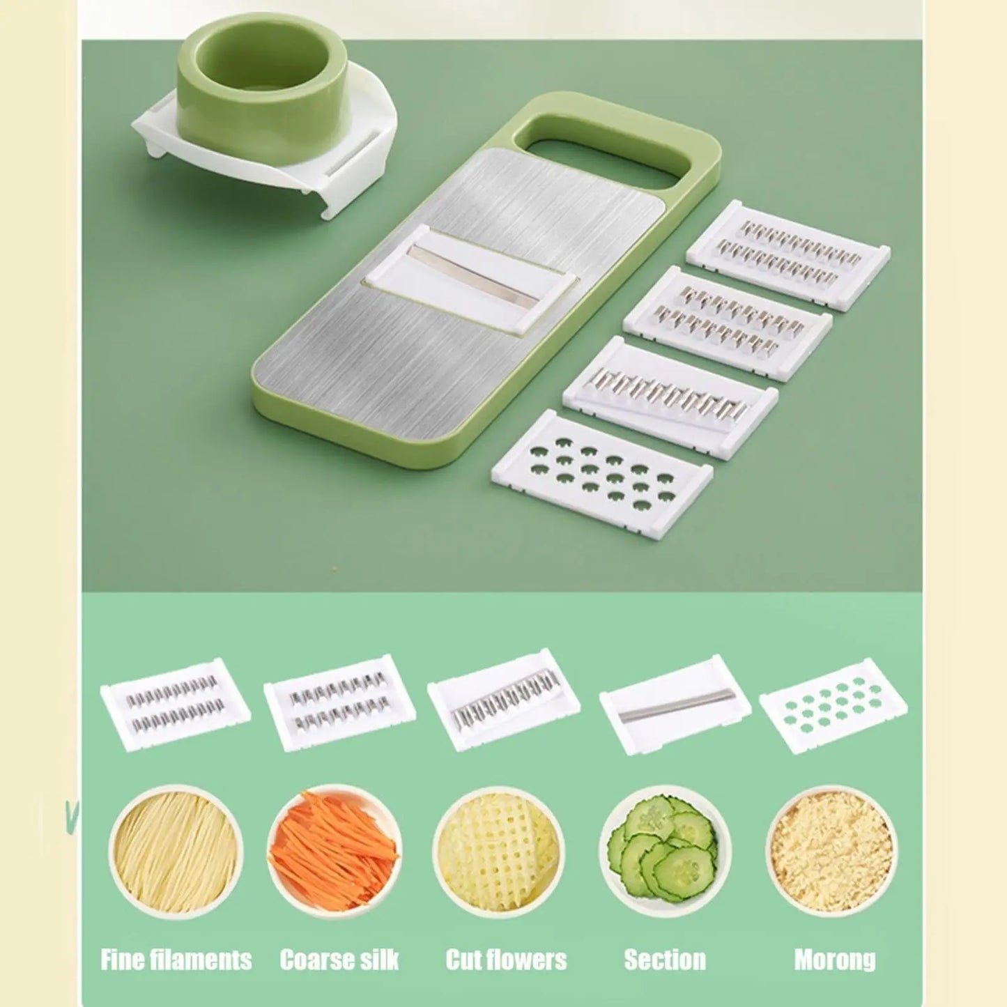 9-in-1 Vegetable Cutter, Slicer & Grater – Manual Kitchen Tool