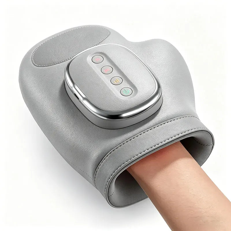 Hand Massager with Airbag Compression Finger Wrist Palm Massage Machine Vibration Glove for Hand Muscle Relax Gift for Men Women Peaceful Pleasures Health and Wellness gray