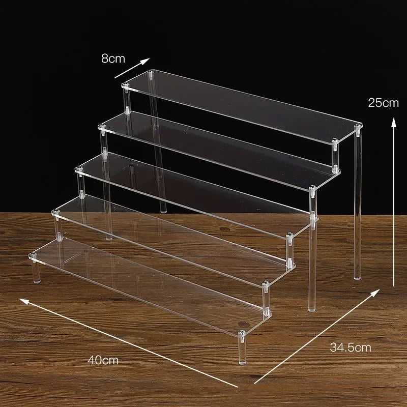Black Acrylic Display Stand 1–5 Tier Riser for Figures & Decor