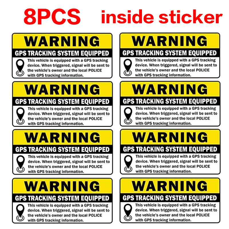 8-Pack GPS Tracking Anti-Theft Warning Stickers for Cars