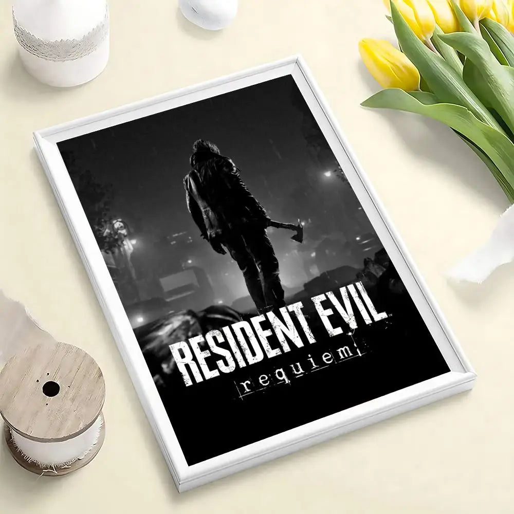Resident Evil Requiem Poster HD Self Adhesive Waterproof Wall Art Ideal for Home Office Dorm Bedroom Great Gift Peaceful Pleasures Health and Wellness White4 50X70cmNoframe