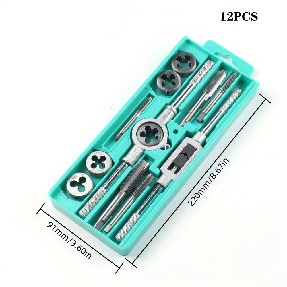 Metric Tap & Die Set M3-M12 | 8/12/20 Pc Chrome-Vanadium Kit Peaceful Pleasures Health and Wellness
