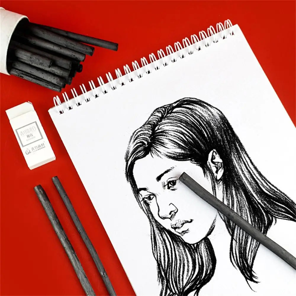 Black Color Charcoal Sticks Willow Charcoal Strong Color Charcoal Bars Professional Vine Charcoal Drawing Charcoal Pencils Peaceful Pleasures Health and Wellness