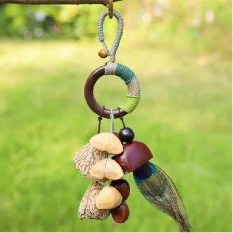Plant Seeds Nutshell Rattle Bag Hanging Handmade Wind Chimes Healing