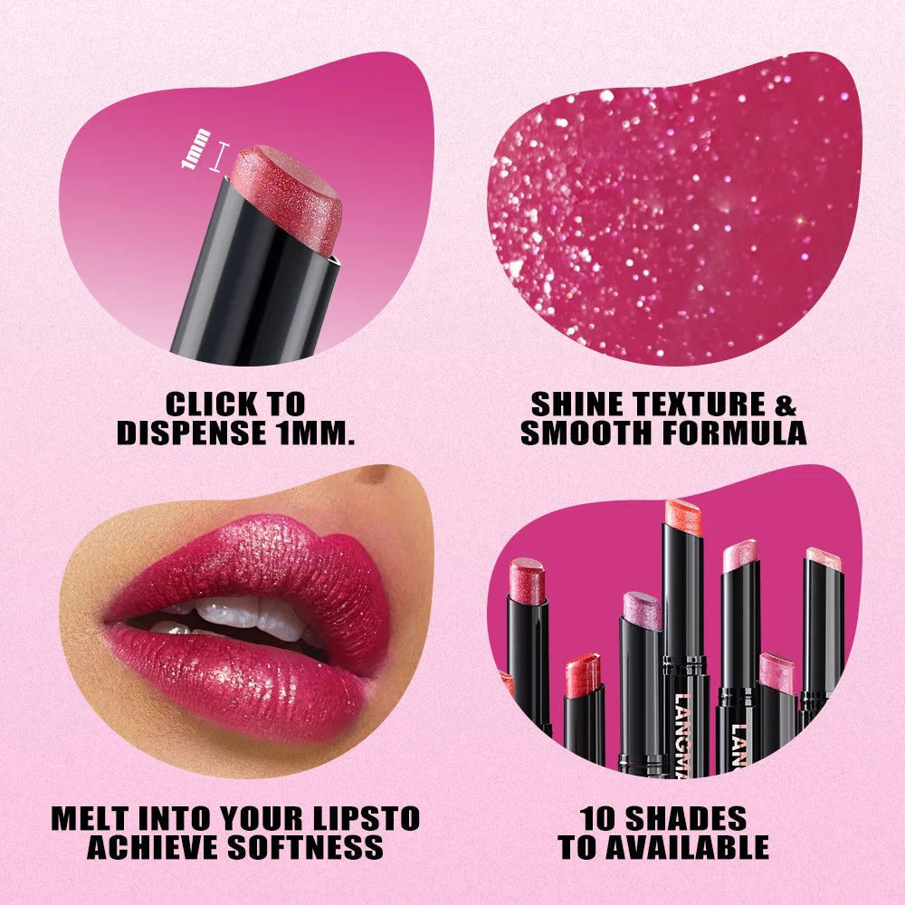 1 Glitter Lipstick - Glossy pearl effect, easy-to-apply moisturizing stick provides moisture and a subtle pearlescent effect to Peaceful Pleasures Health and Wellness