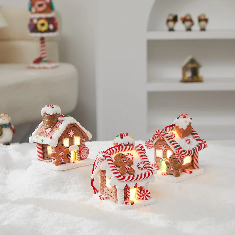 Christmas Decoration Glowing Small House Christmas Gift Soft Pottery Fairy Tale Candy House Atmosphere Decoration Window Display Peaceful Pleasures Health and Wellness