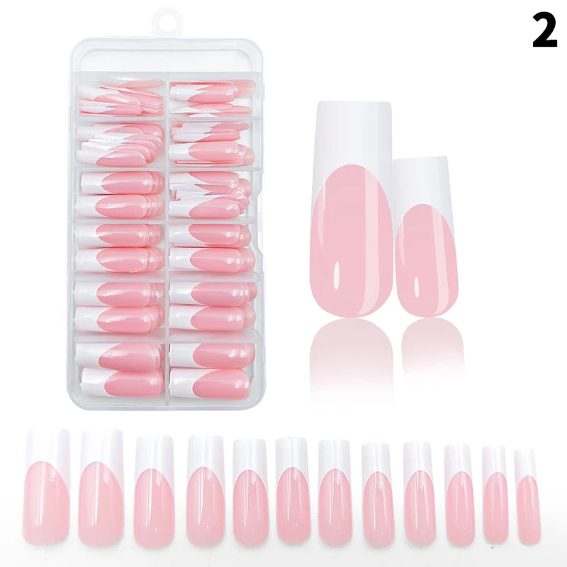 120pcs/box Nude Pink Matte French Press On Nails 12sizes Extra Long Square Full Cover Soft Gel False Nail Tips Nail Extension Peaceful Pleasures Health and Wellness BFSCF 1