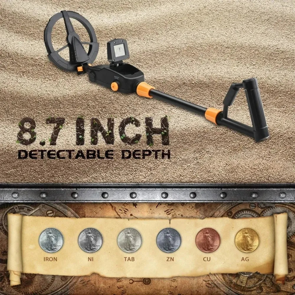 Kids Outdoor Educational Toy 7.4" Waterproof Metal Detector Gold Treasure Hunting Tool Peaceful Pleasures Health and Wellness