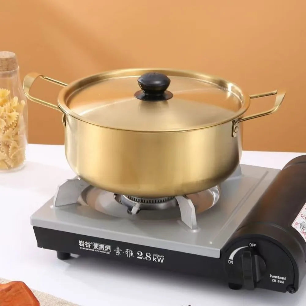 Korean Mini Ramen Pot | Stainless Steel Soup Hot Pot with Lid