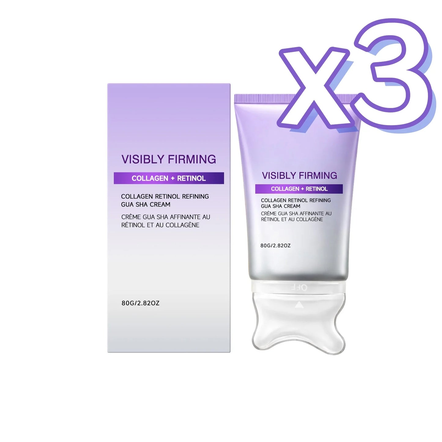 Instant Lifting Face Cream Sculpting Contour Gua Sha Cream Retinol Collagen Lift Sagging Skin Face Cheek Neck Scraping Therapy Peaceful Pleasures Health and Wellness 80g boxed x3