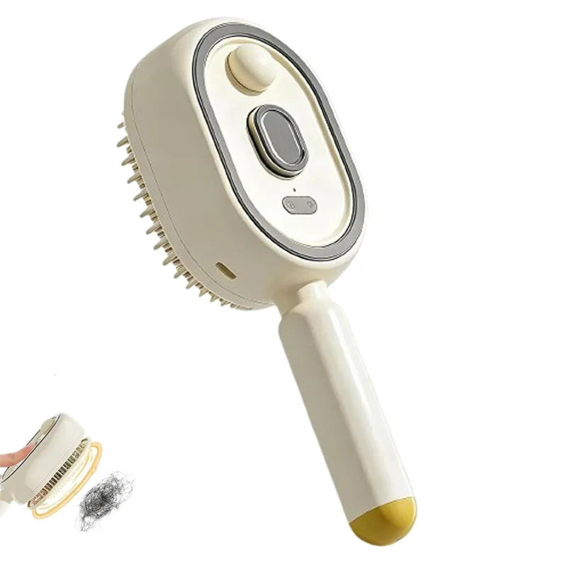 Electric Spray Air Cushions Massage Comb 3 in 1 Self Cleaning Steam Essential Oil Brush Rechargeable Spray Scalp Massager Combs Peaceful Pleasures Health and Wellness Beige
