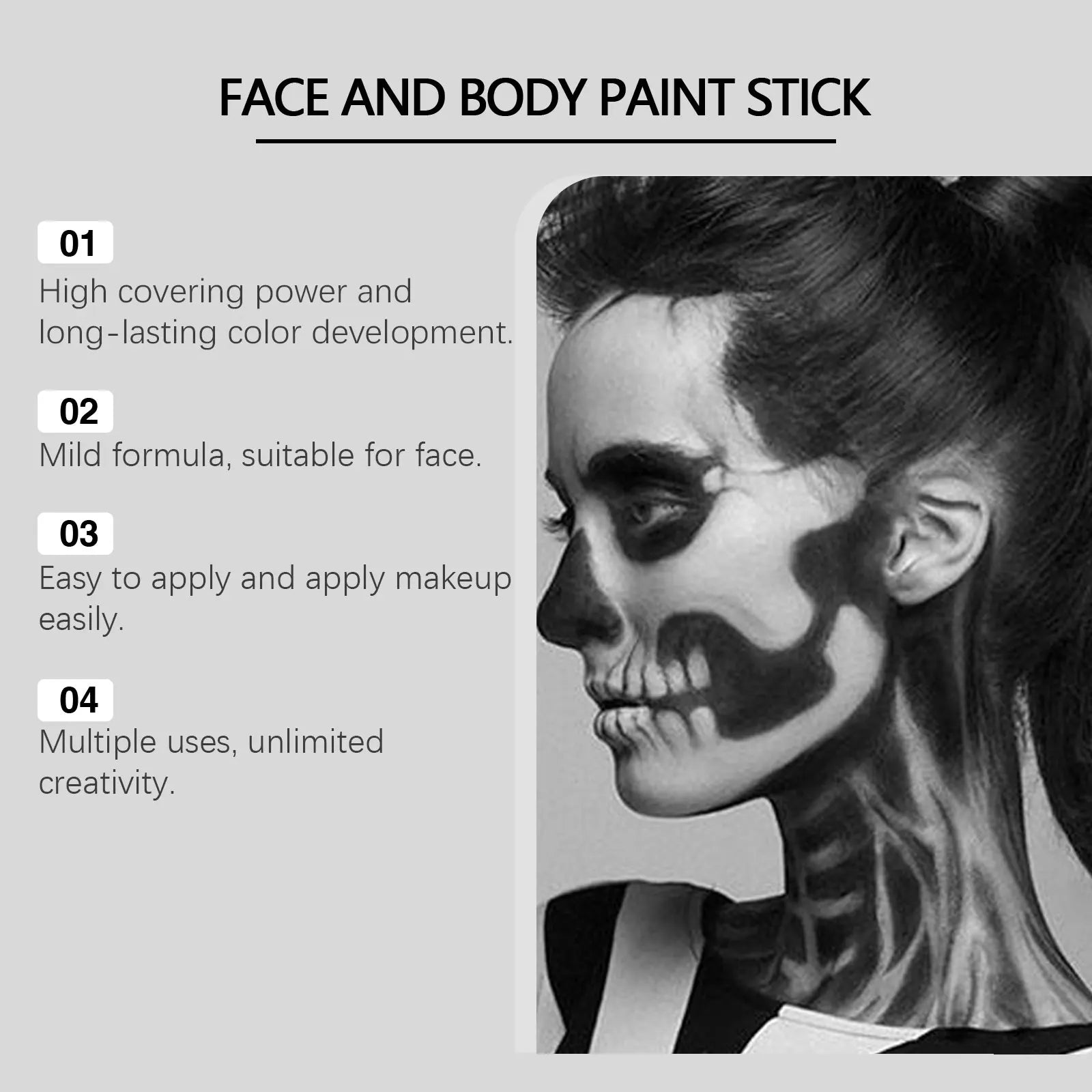 Halloween Face & Body Paint Kit – Black White Clown Makeup Set Peaceful Pleasures Health and Wellness