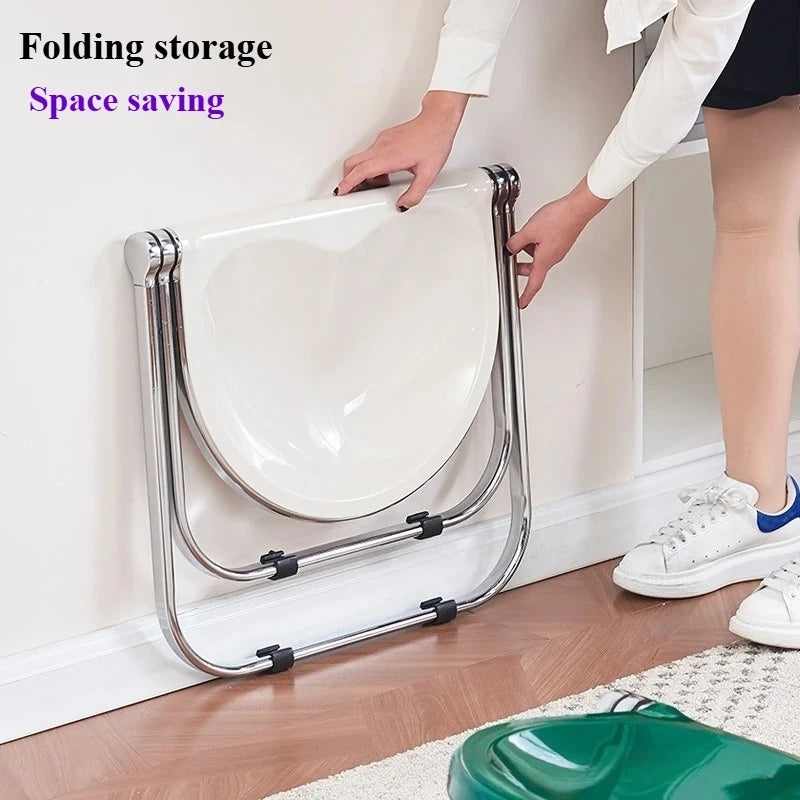 Random Color Acrylic Folding Stool Minimally Designed Dining Chairs Used Household Furniture Folding Stools Small Home Furniture Peaceful Pleasures Health and Wellness