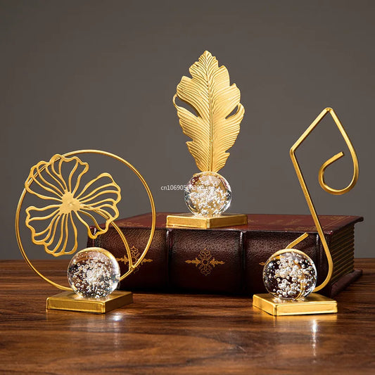 1Pc Modern Light Luxury Living Room Decor Ornaments Wrought Iron Crystal Ball Abstract Model Crafts Desktop Ornaments Home Decor Peaceful Pleasures Health and Wellness